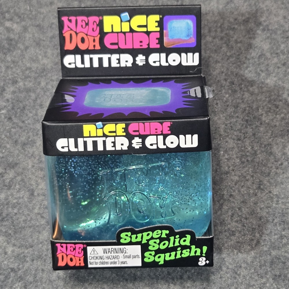 VIRAL - New - Nee Doh Nice Cube - Sealed - Blue Glitter GLOWS in dark